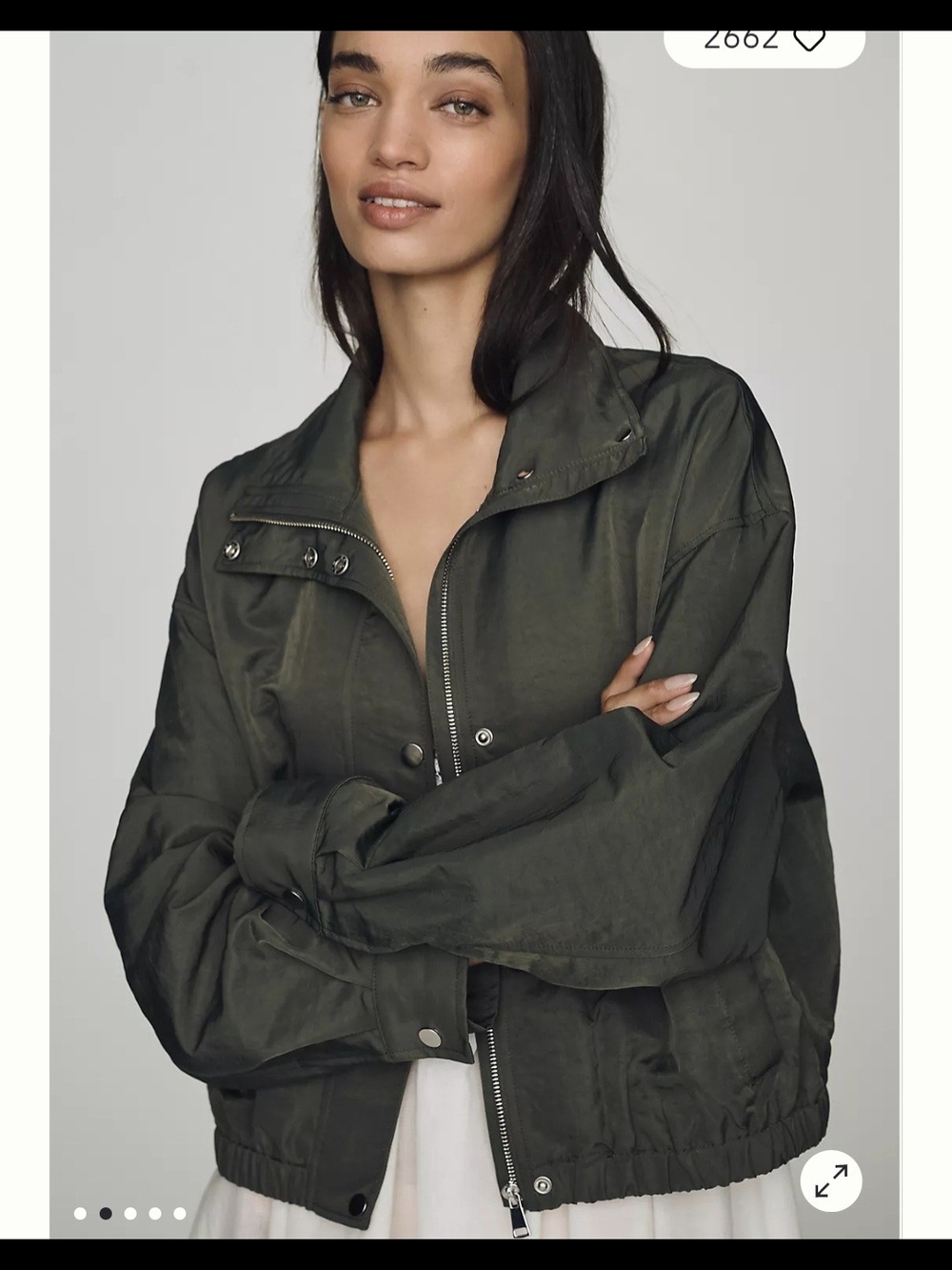Pilcro Cohen Nylon Funnel Neck Bomber Jacket XS $148 Soldout